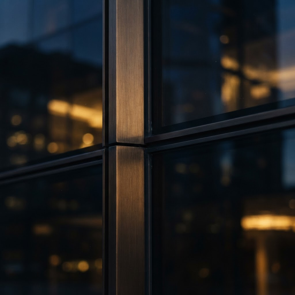 Detail of premium modern architecture with warm reflections